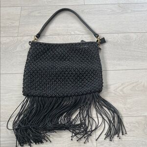 Clare V Crochet Fold-over Clutch with Tubular Strap & Fringe